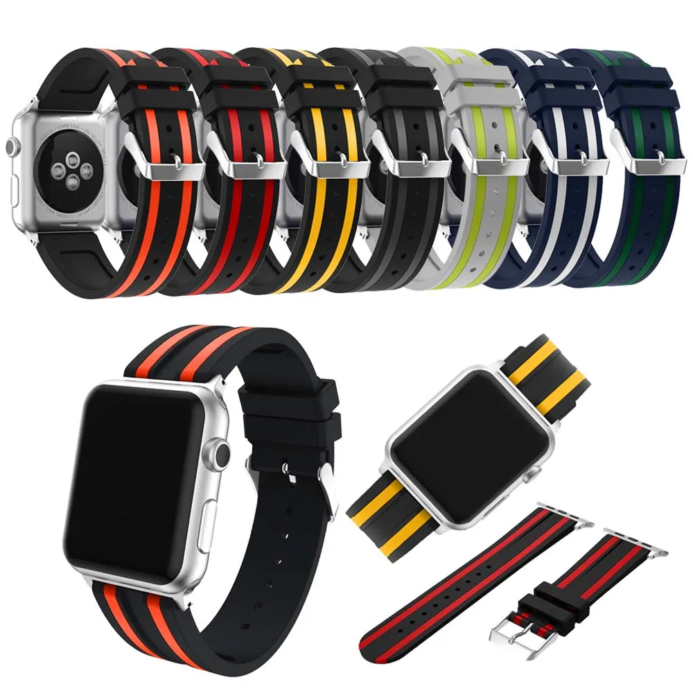 Для Apple Watch ремешок 40 мм 44 мм 38 мм 42 мм силиконовый сменный спортивный ремешок для часов резиновый браслет ремешок для iWatch 4/1/2/3