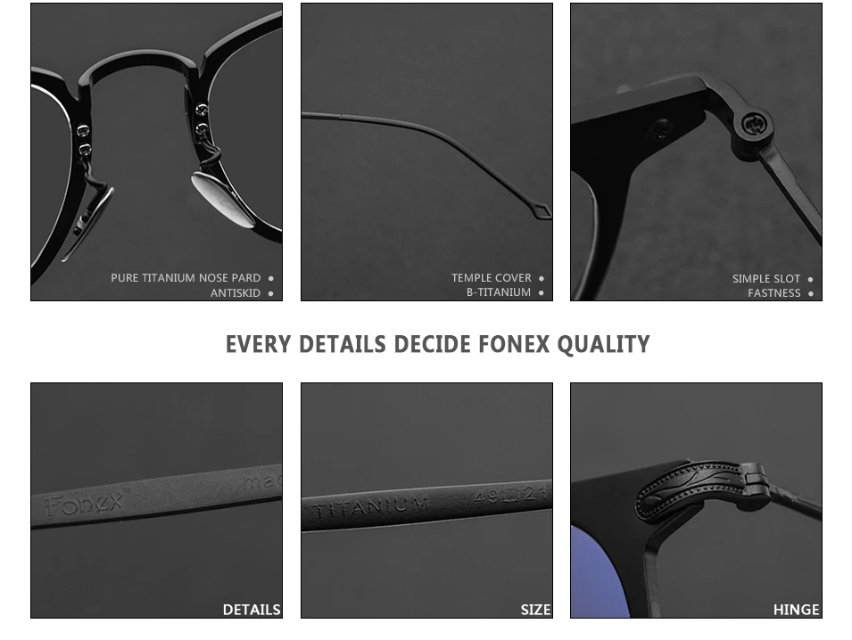 FONEX Pure titanium очки мужские на клипсах поляризованные солнцезащитные очки по рецепту квадратные очки в оправе при близорукости оптические очки 503