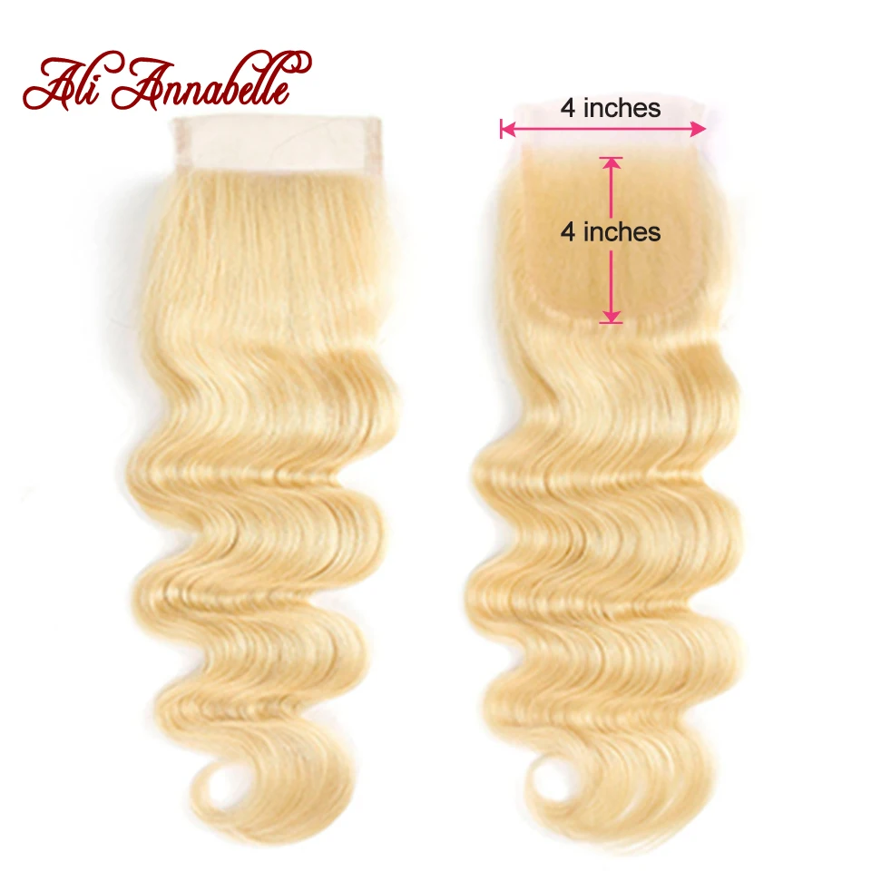 613 Body Wave Human Hair Closure Brazilian 4*4 Lace 100% Bleached Knots With Baby | Шиньоны и парики