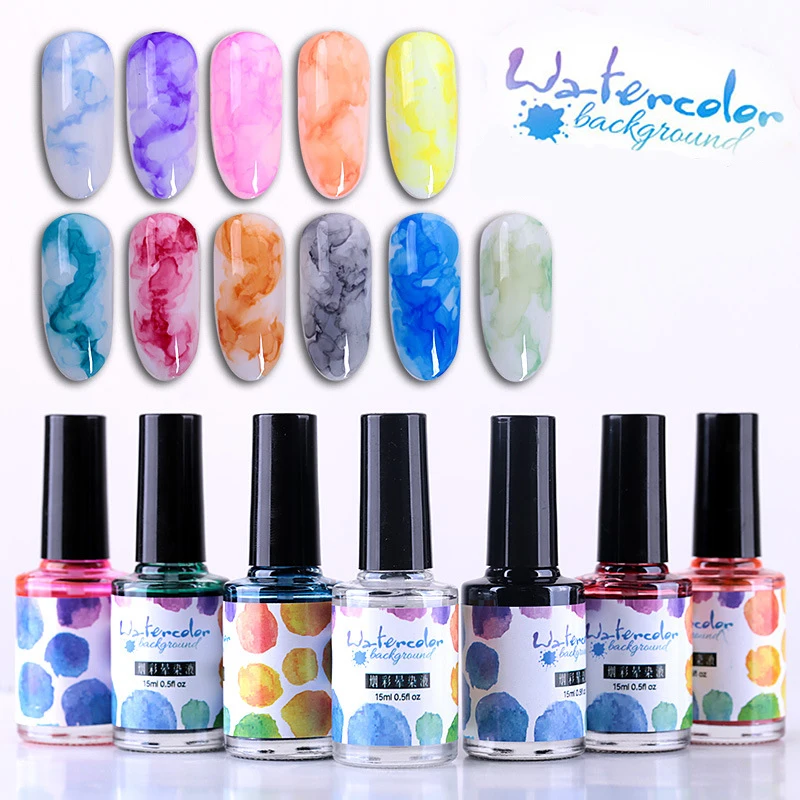 15 мл акварельные чернила лак для ногтей градиентная расцветка гель дымовой