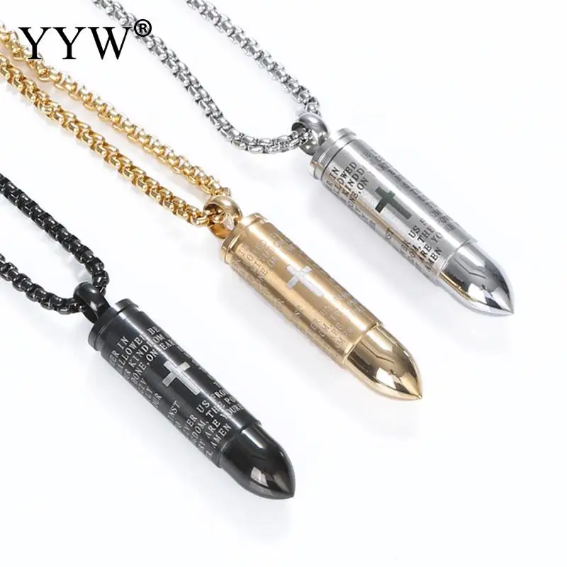 Панк-рок молитва крест пуля подвесное ожерелье классическое Мужчины коробка из