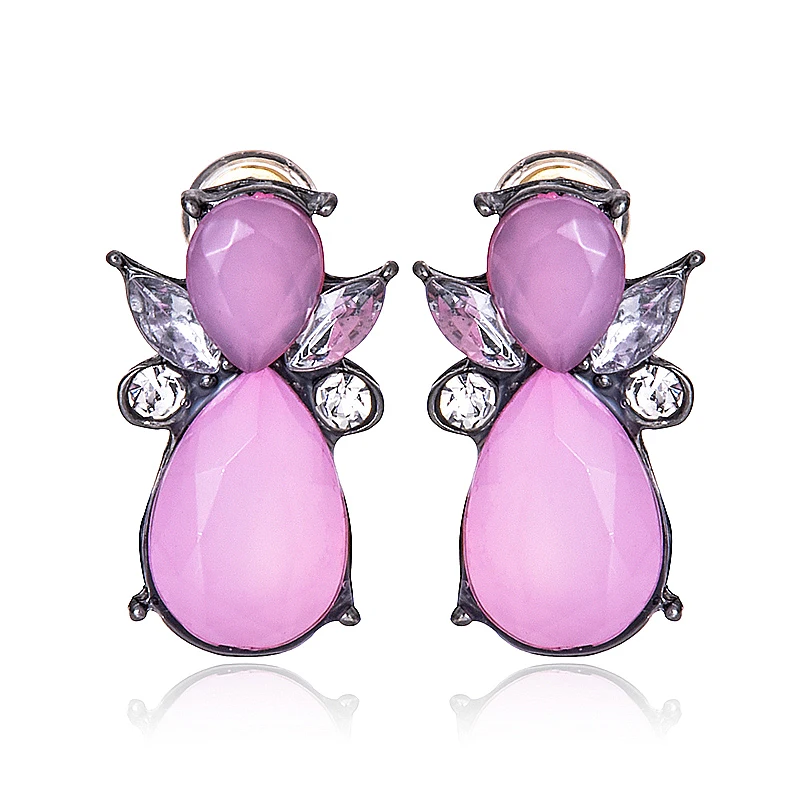 Женские классические серьги e0182 простые с блестящими фианитами 3 цвета|party