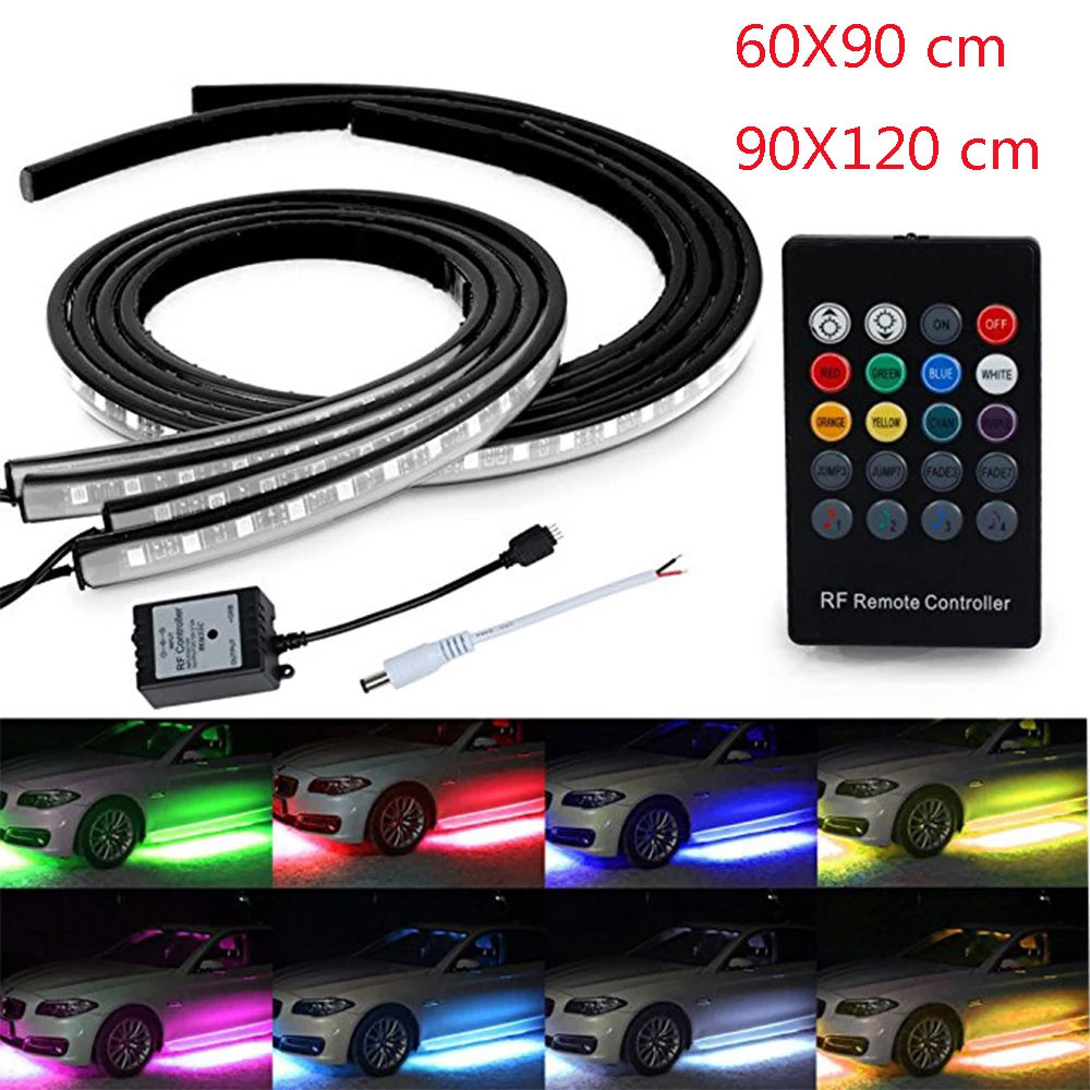 YSY 1 комплект 60*90 см и 90 * 120 RGB Светодиодная лента под автомобильную трубу система