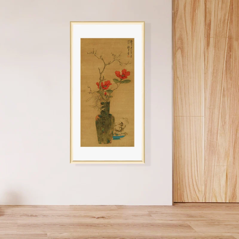 Chinese traditional art painting vase and flower scroll living room hanging frameless painting|painting vase|art paintingvase |