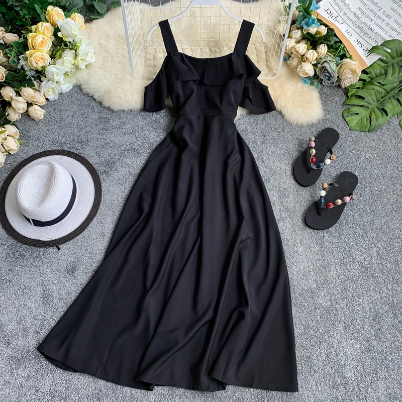 Летние женские платья 2019 сексуальные с открытыми плечами без спинки винтажное