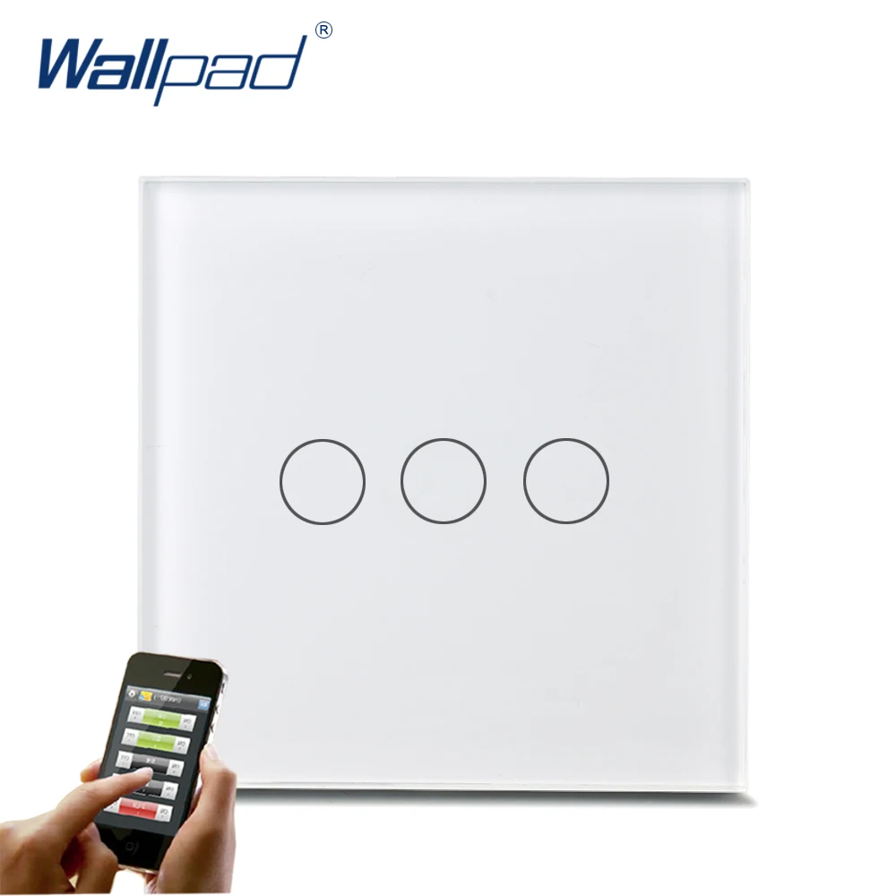 

New Arrival WIFI Wallpad Modern White Glass Panel EU UK 110-240V 3 Gang Phone App Wireless WIFI Remote Touch Sensitive Switch