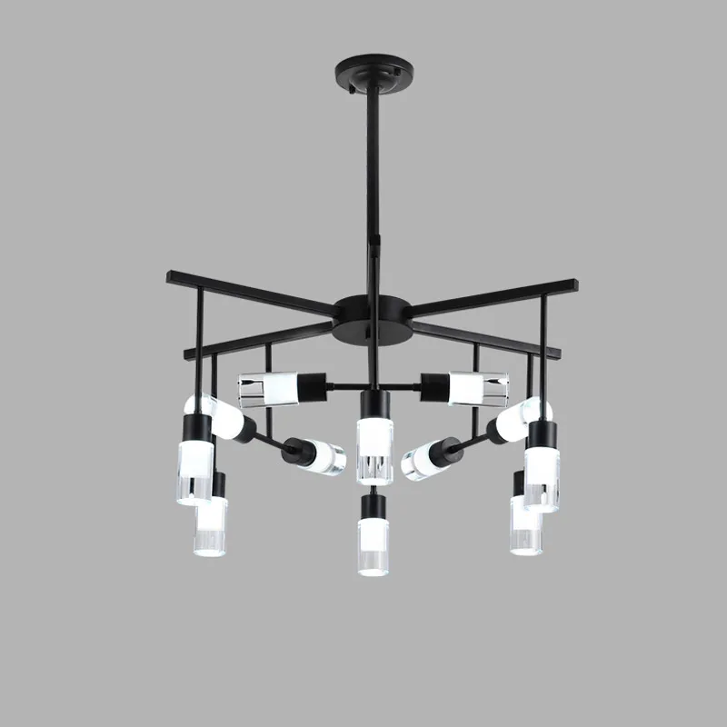 12 lights D61 H55cm Скандинавская лампа, светодиодная люстра, светильник ing Lustre, дизайн для гостиной, светильник, Светильники для спальни, кухни, домашнее украшение, черный металл - Цвет абажура: 12 lights D61 H55cm