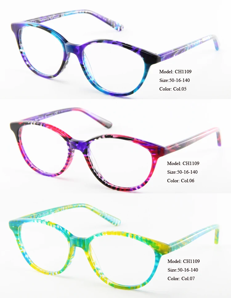 Eye wonder Factory Outlets Wholesale High Quality Women's Oval &amp Round acetate optical Frames Glasses with clear lens |