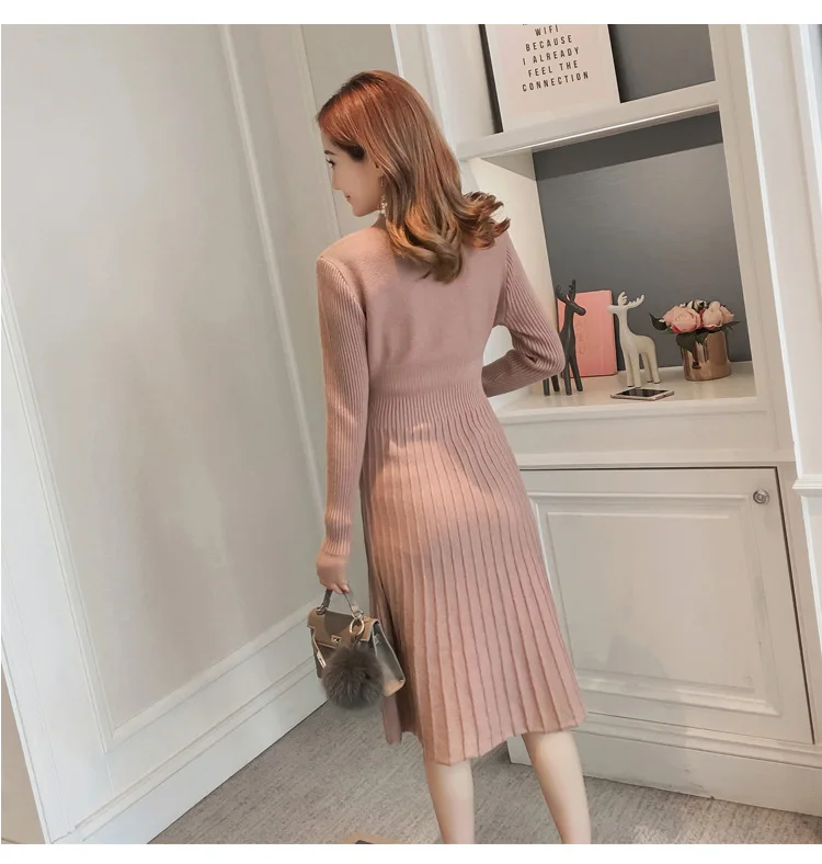 New Fashion Maternity Dress Full Sleeve O Neck Soild Pleated Spandex dress Pregnancy for Pregnant Women For 2018 Autumn/Winter | Мать и
