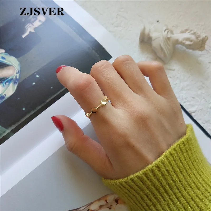 ZJSVER кольца из стерлингового серебра 925 Золотой корейские классические простые