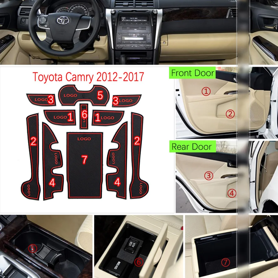Противоскользящий коврик для Toyota Camry 2012- 7 Gen XV50 Altis Aurion 50 MK7 слот для ворот противогрязный Коврик для двери