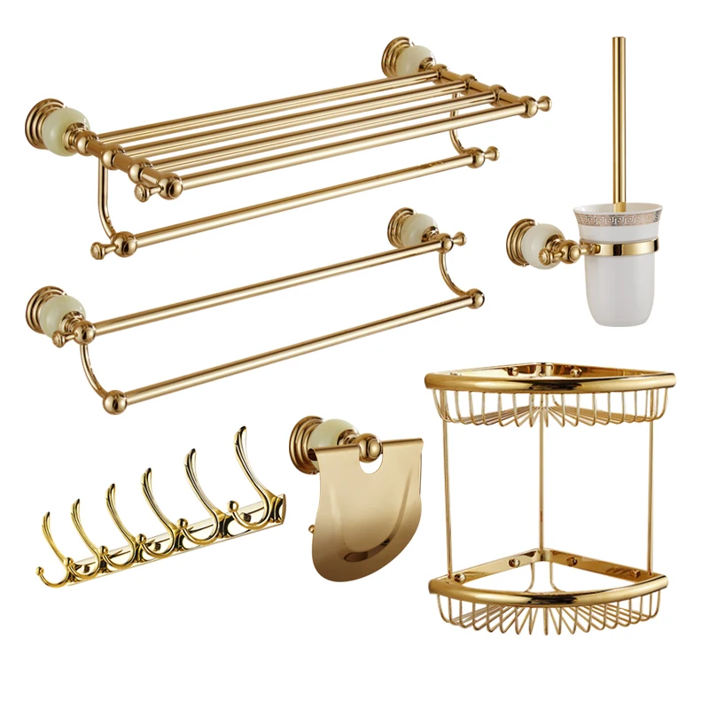 AUSWIND Классическая Нефритовая фурнитура для ванной набор вешалок посылка Золотая