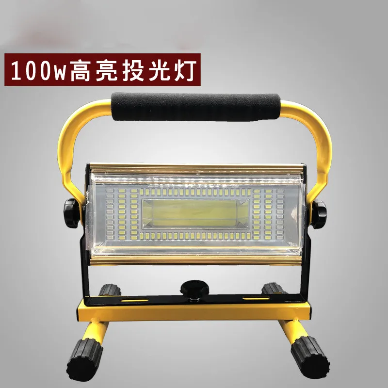 저렴한 2 개/몫 3 색 100 와트 LED 투광 조명 작업 빛 충전식 휴대용 100 LED 자리 홍수 빛 작업 캠핑 램프 야외