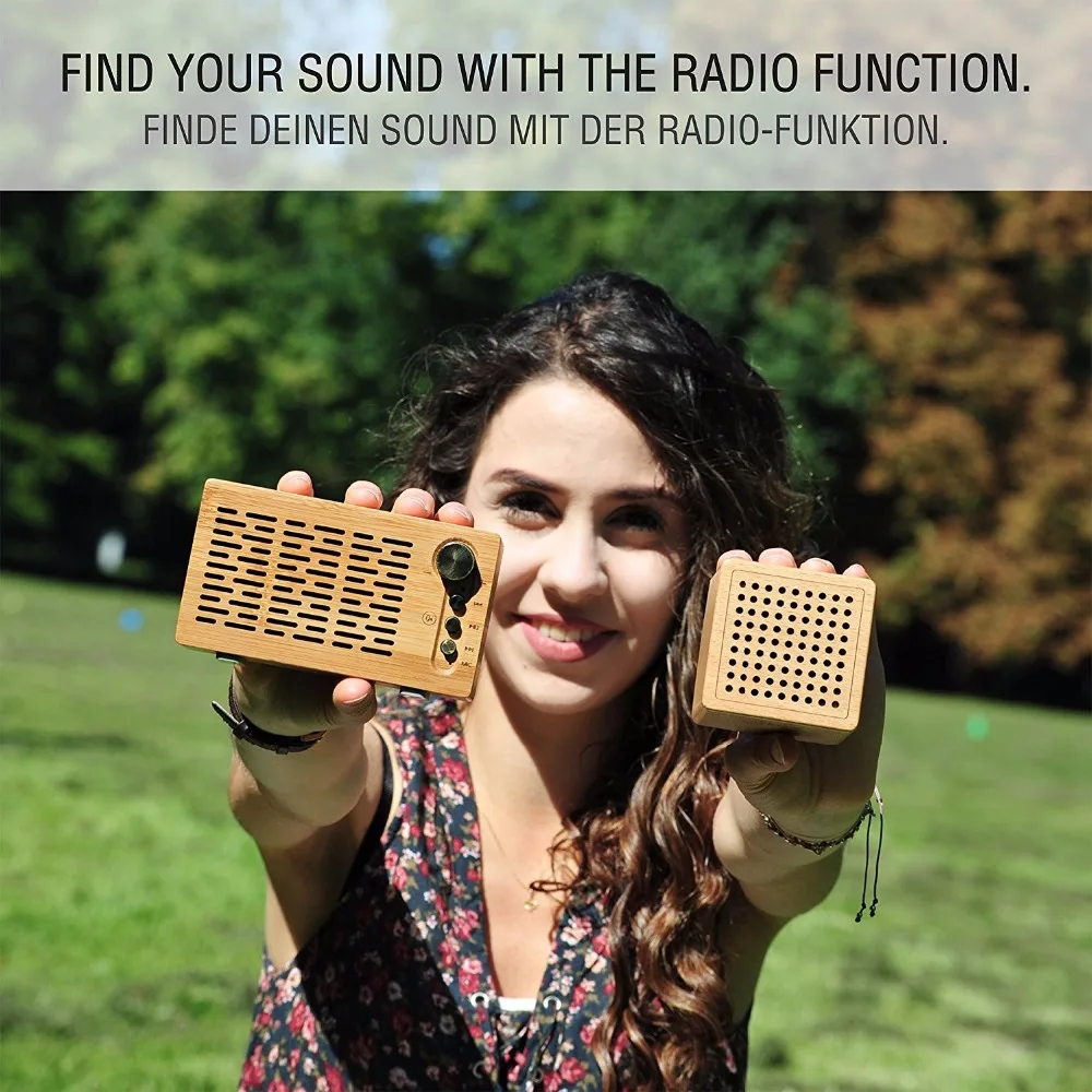 LEICKE Bamboo Bluetooth динамик портативный беспроводной с 3D стерео музыкой объемный fm