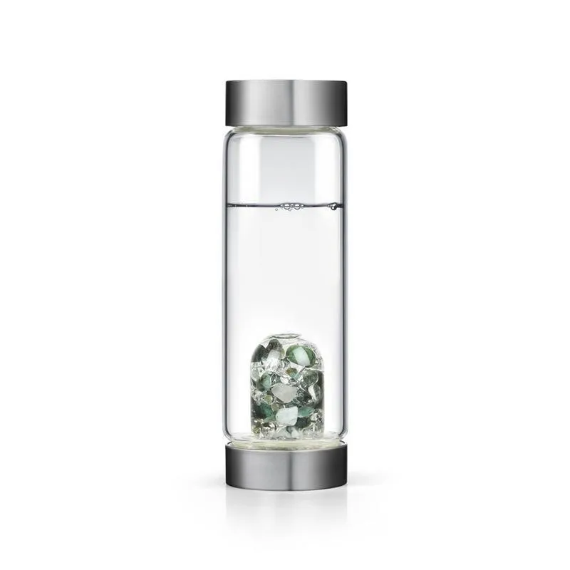 Green White crystal Soffe 600 мл энергетическая целебная бутылка для воды с натуральным кристаллом драгоценный камень кварц My Crystal стеклянные бутылки для воды Bpa бесплатно с крышкой стакан - Цвет: Green White crystal