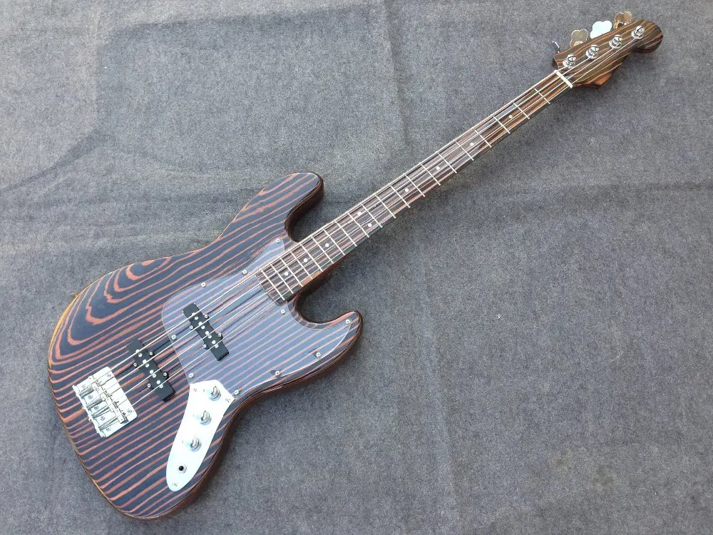 

High quality 4 strings zebra wood electric bass guitar zebra wood neck