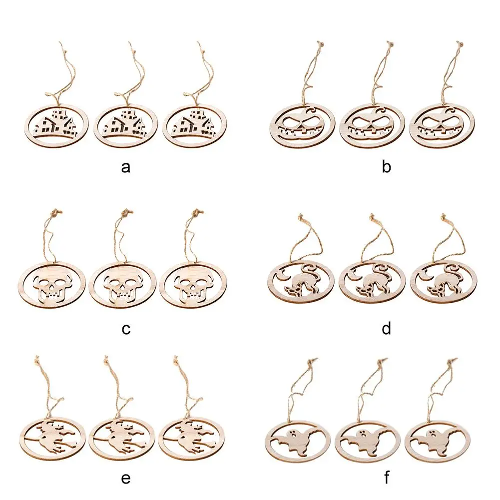 3 шт. деревянные подвесные круглые тыквы для Хэллоуина/ведьма/дом с