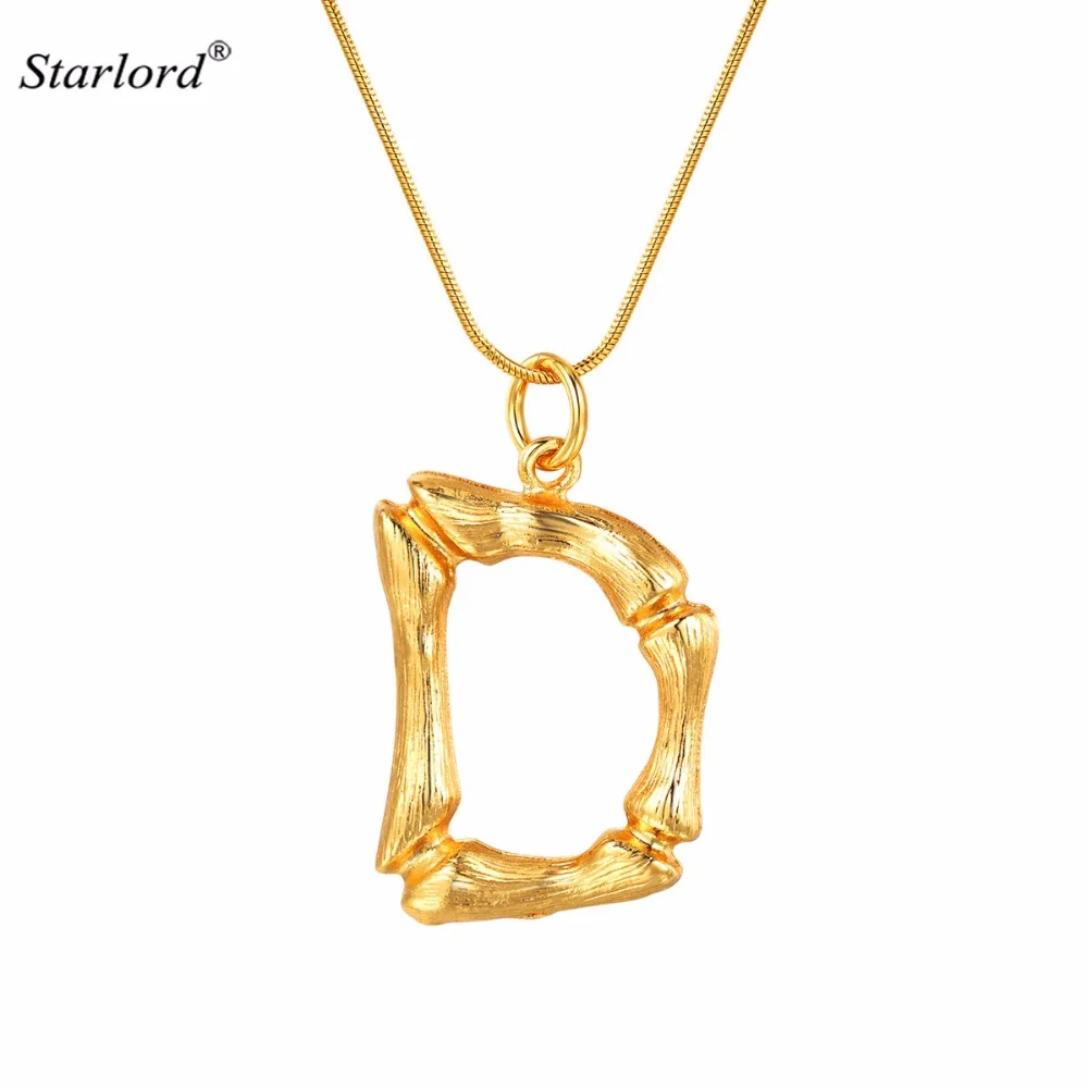 

Big Initial Letter D Necklace Snake Chain Gold 26 Alphabet Jewelry Personalized Gift Chunky Bamboo Statement Letter Charm P9077