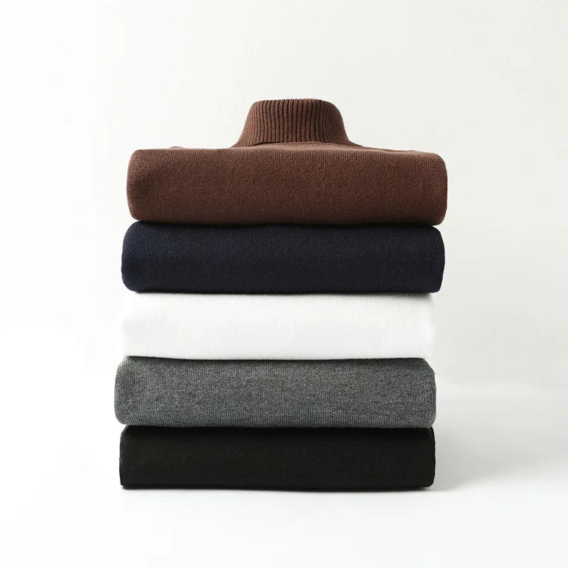 Cotton sweater men's winter turtleneck Long sleeve sweater Thicken Solid color sweater cotton slim bottoming shirt 033