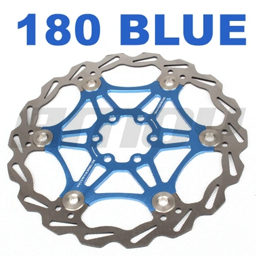 180mm BLUE Улитка горный велосипед MTB DH 160 мм 180 мм 203 мм 6 болтов плавающий велосипедный Алюминиевый ротор дисковый тормоз ротор - Цвет: 180mm BLUE