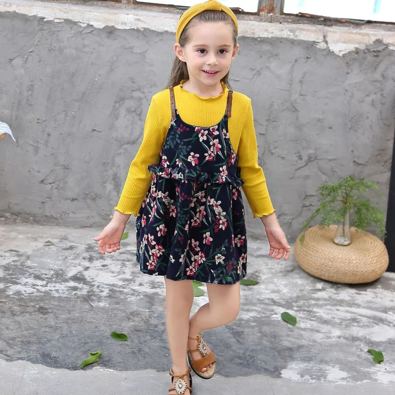 Одежда для маленьких девочек платье из 2 предметов топы свитер Детские платья