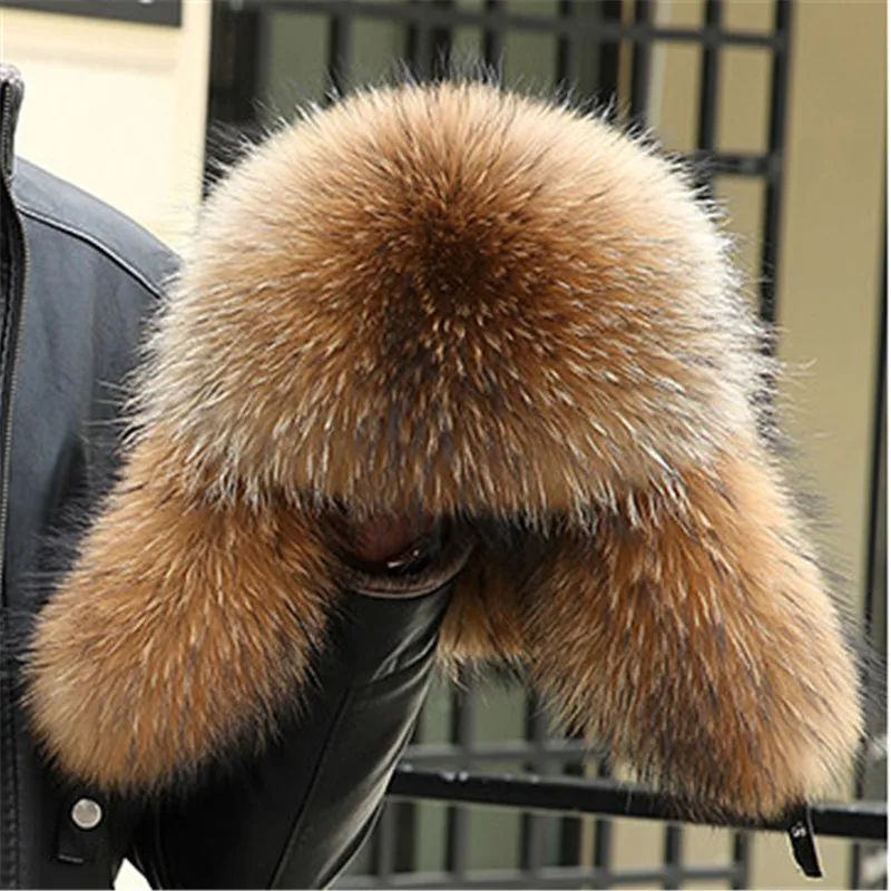 Шапка из серебристого лисьего меха Мужская Новая настоящая шапка Lei Feng русская