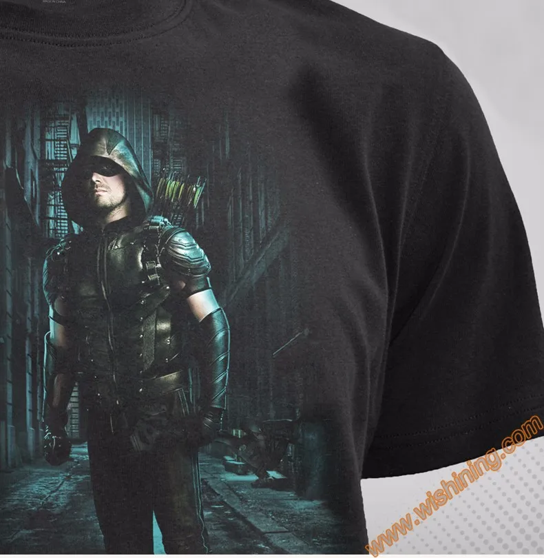 Черные со стрелками мужские Рубашки для мальчиков Mavel Oliver Queen зеленую стрелку Футболки
