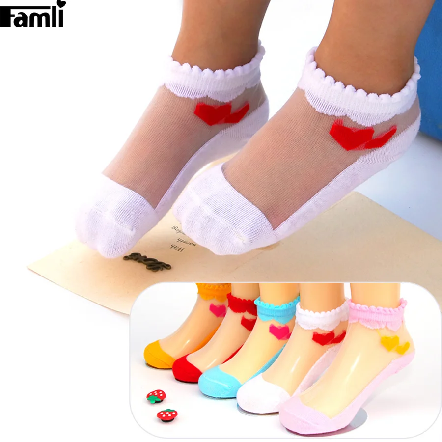 5 пар/лот летние короткие носки для маленьких девочек модные прозрачные тонкие