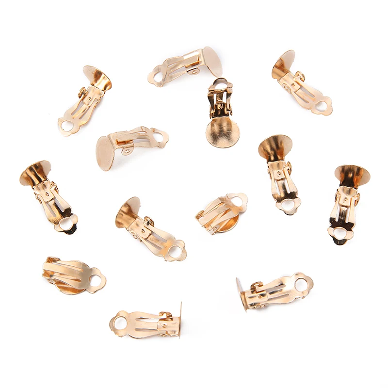 50pcs/lot 10x10mm Gold Silver NO Piercing Earrings Clips Blank Base Settings Craft for DIY Jewelry Making Findings | Украшения и