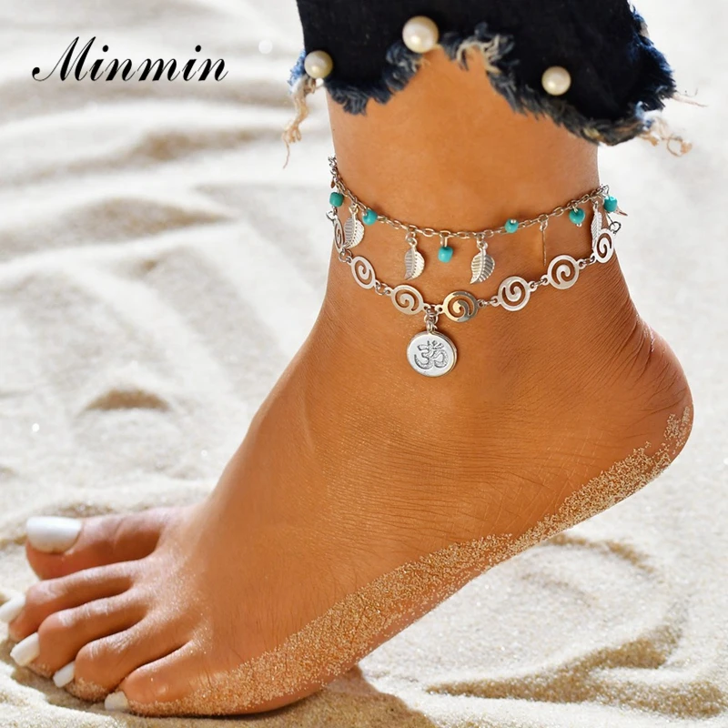 Женские многослойные браслеты Minmin Boho пляжные с подвеской в виде листа черепахи