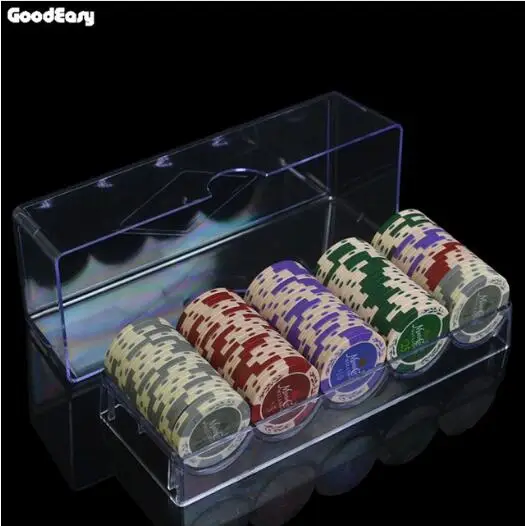 покерный набор в кейсе 100 шт. чипов для покера с акриловой коробкой 14 г глиняных