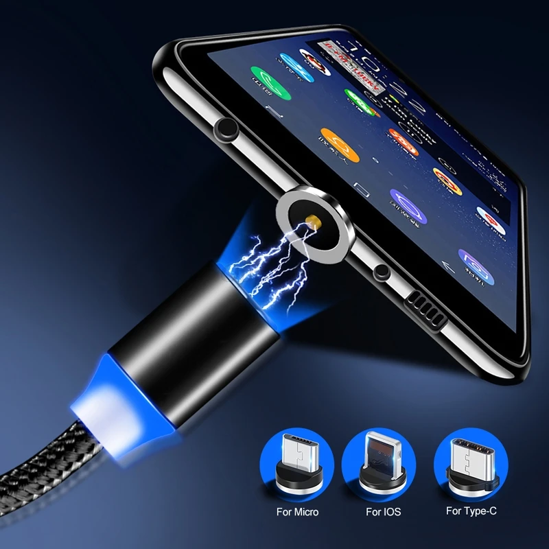 Магнитный usb кабель для iPhone 11 X Samsung S10 S9 Type C зарядный передачи данных Micro USB