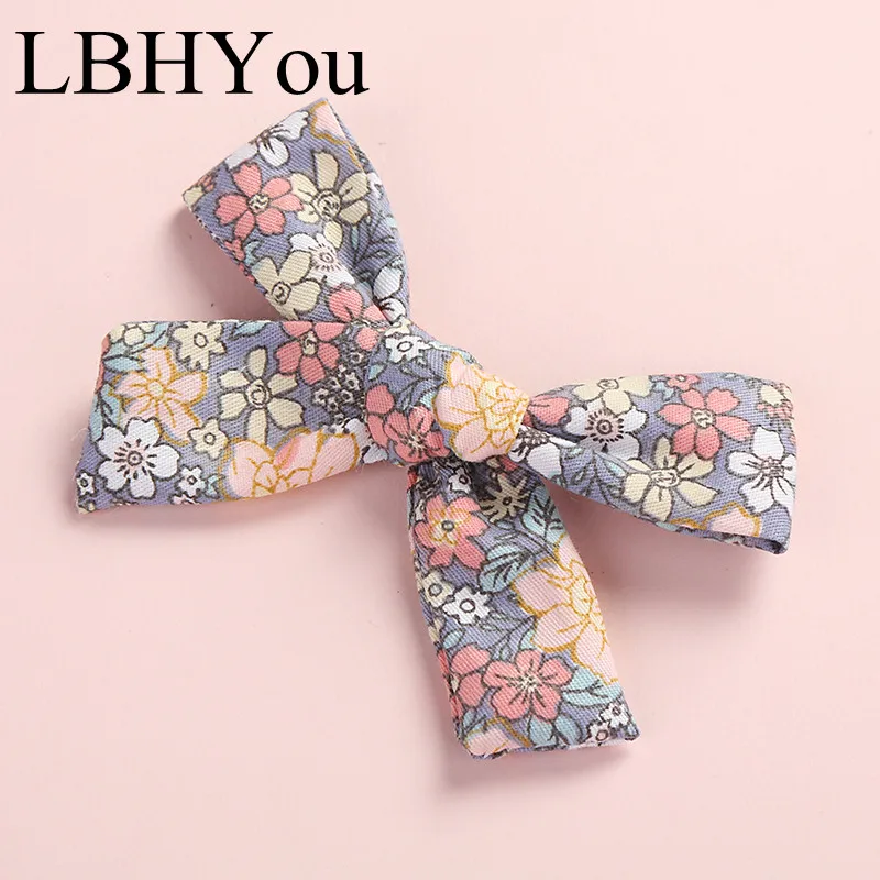 

1 шт., аксессуары для волос из 100% хлопка, летние заколки для волос с принтом для маленьких девочек, банты для младенцев, заколки для волос