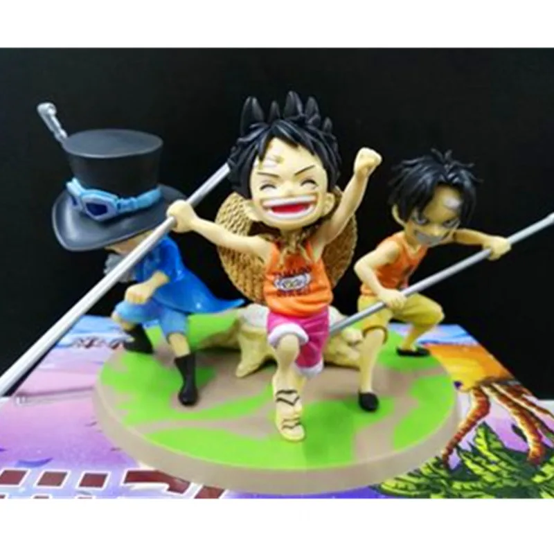 3 Pcs/Set ONE PIECE Monkey D Luffy &amp Ace Sabo Three Brothers' Agreement Scene PVC Action Figure Collectible Model Toy BOX P343 |