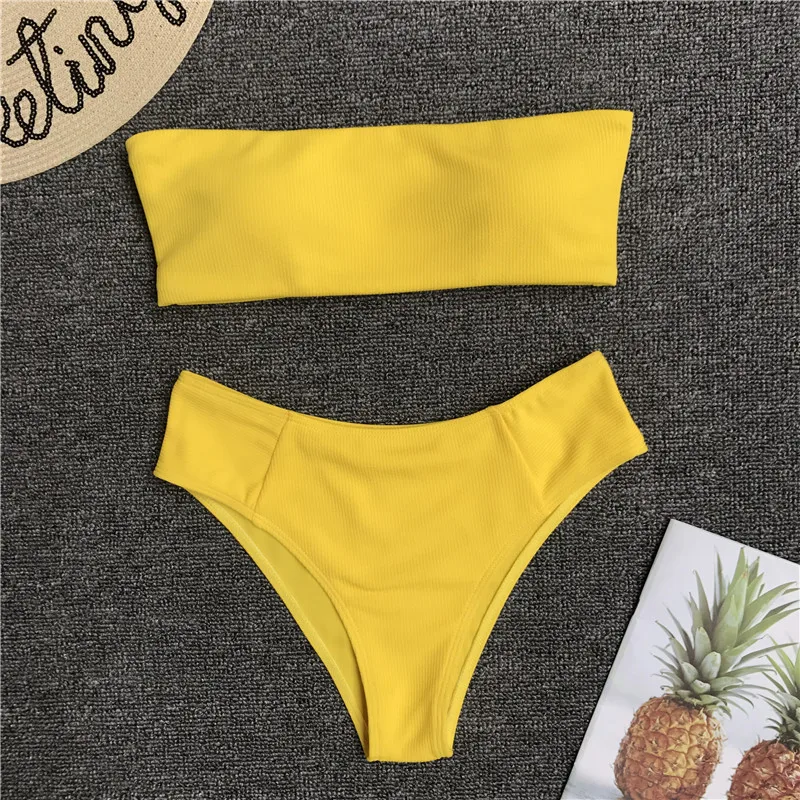 Женский раздельный купальник Maillot De Bain бикини с высокой талией без бретелек 2018| |