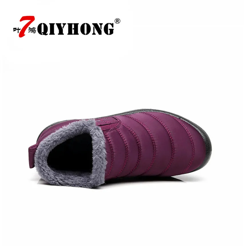 Водонепроницаемые женские ботинки QITHONG ботильоны зимняя теплая Уличная обувь с