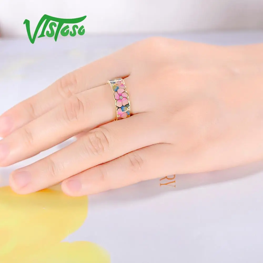 VISTOSO серебряное кольцо для женщин 925 пробы серебряные модные кольца золотой цвет