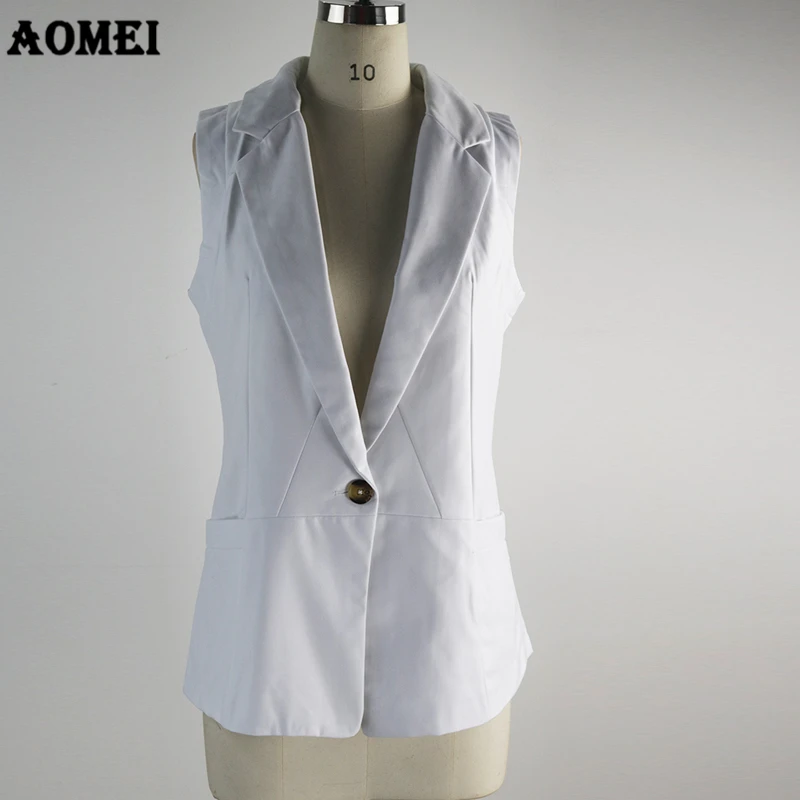 Женская модная элегантная офисная куртка без рукавов с карманами повседневная