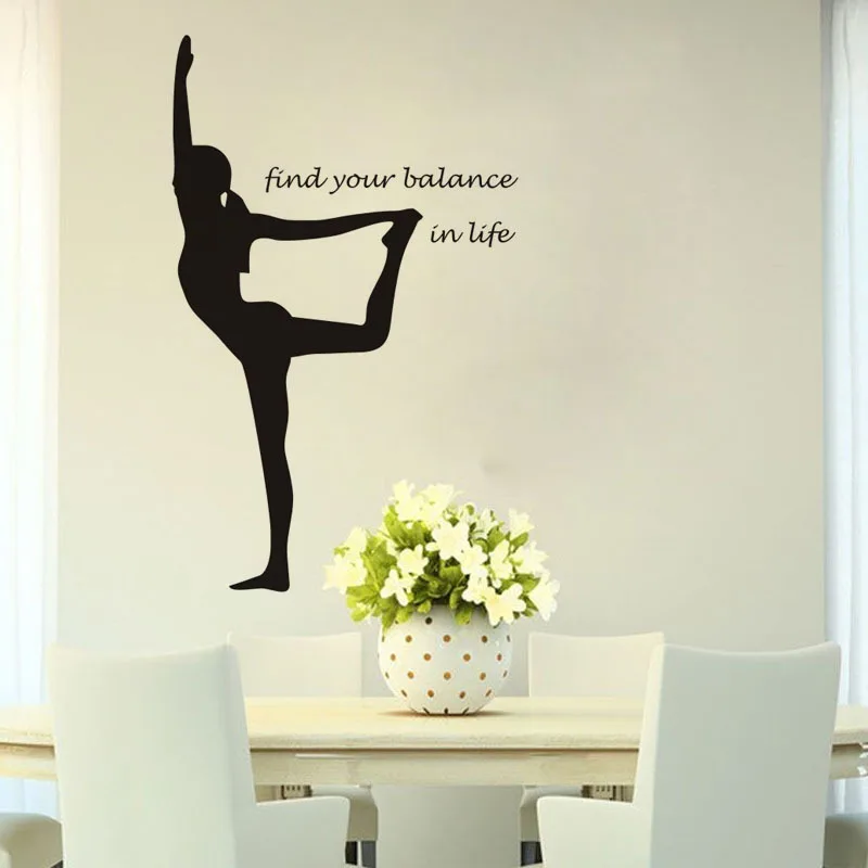 Творческие наклейки на стену Йога танцующая девушка Найдите свой баланс в вашей
