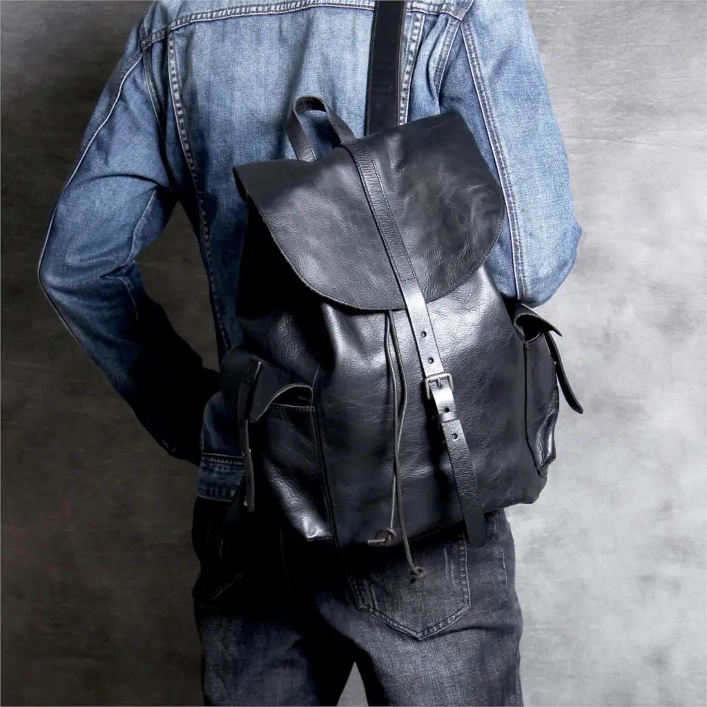 Вместительный рюкзак для мужчин сумка на плечо из натуральной кожи дорожный