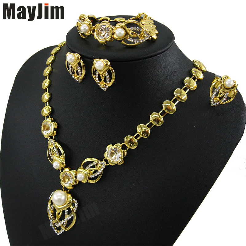 2019 бижутерия Модные женские ювелирные наборы золотые тюльпаны цветы браслет