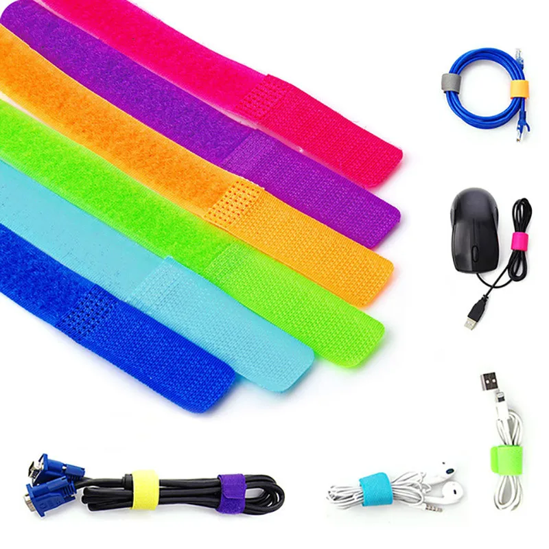 

50Pcs Reusable Cable Nylon Magic Strap Cable Wire Cord Ties Tidy Organiser Desk Management for Cable Winder