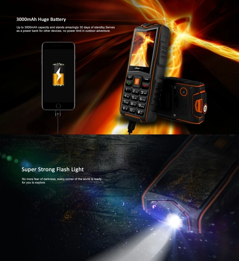 vkworld камень V3 с Русская клавиатура мобильного телефона Водонепроницаемый IP68 2,4 дюйма SC6531CA Chipet светодиодный фонарик 3000 mAh FM
