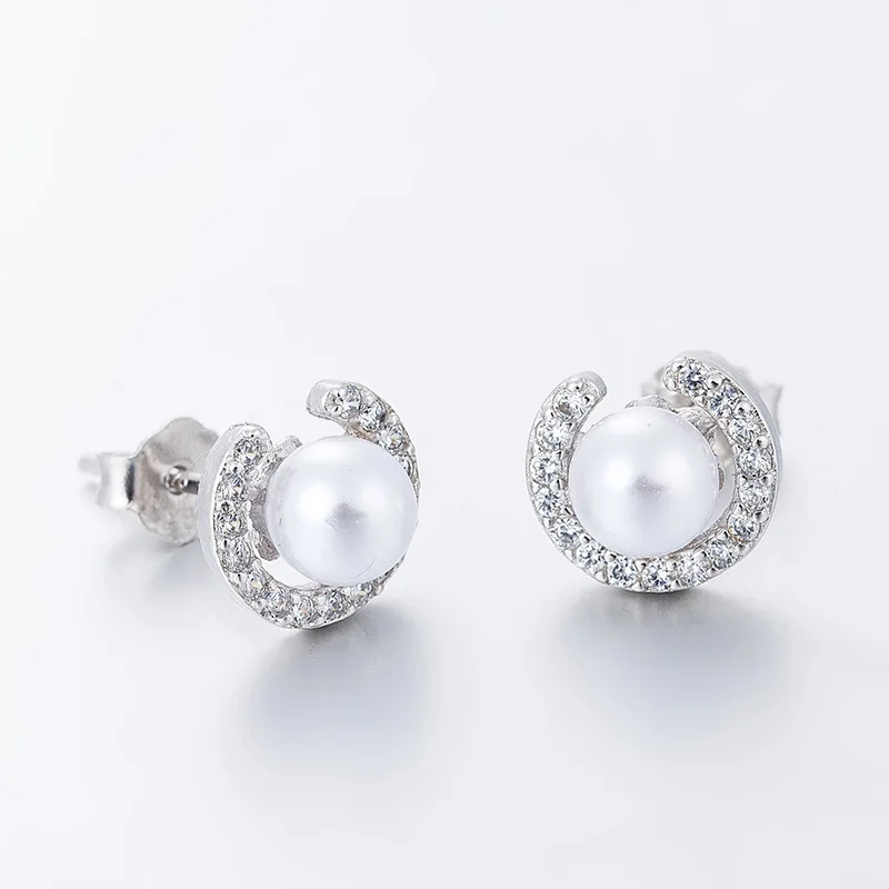 Новый корейский мода 925 серебро буквы CC pearl круглые серьги аксессуары Симпатичные