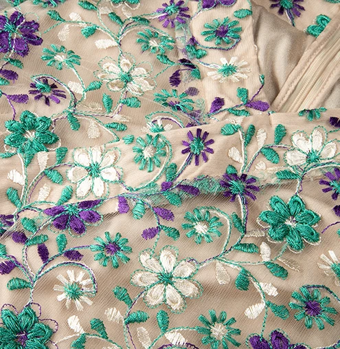 

Queechalle New 2021 Autumn Dress Women's Elegant Flower Embroidery Mesh Dresses 4XL 5XL Plus Size V neck 3/4 Sleeve Party Dress