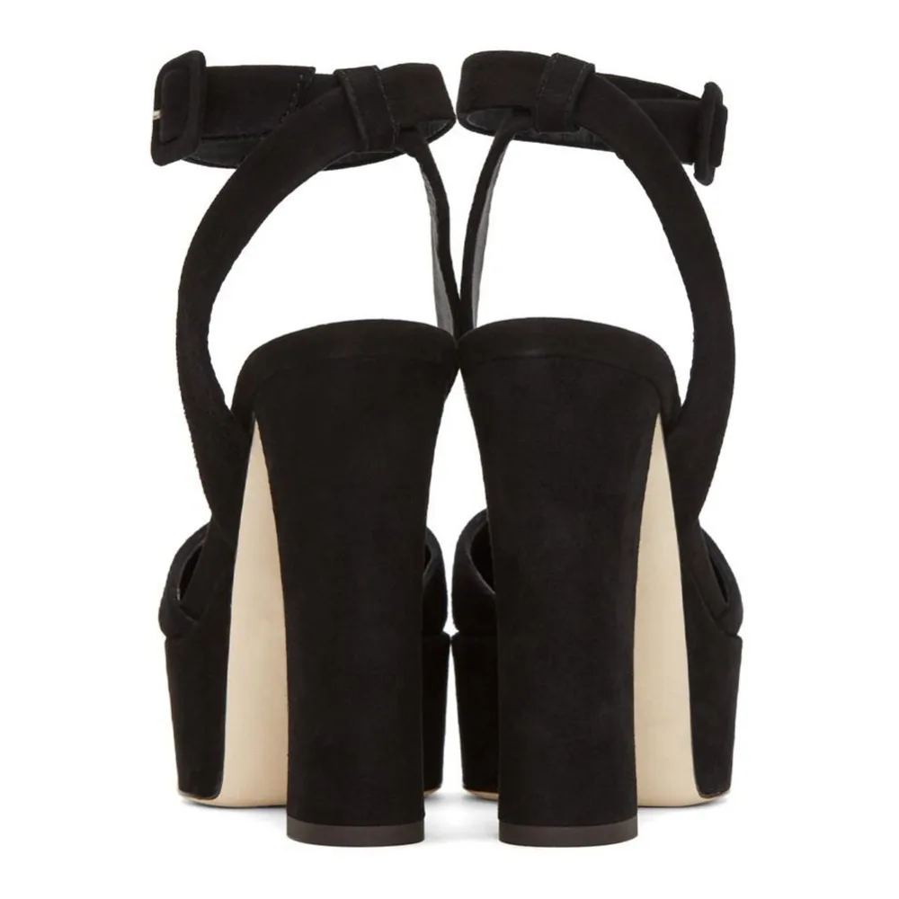 Женские замшевые сандалии Arden Furtado черные туфли на высоком каблуке 12 см с закрытым