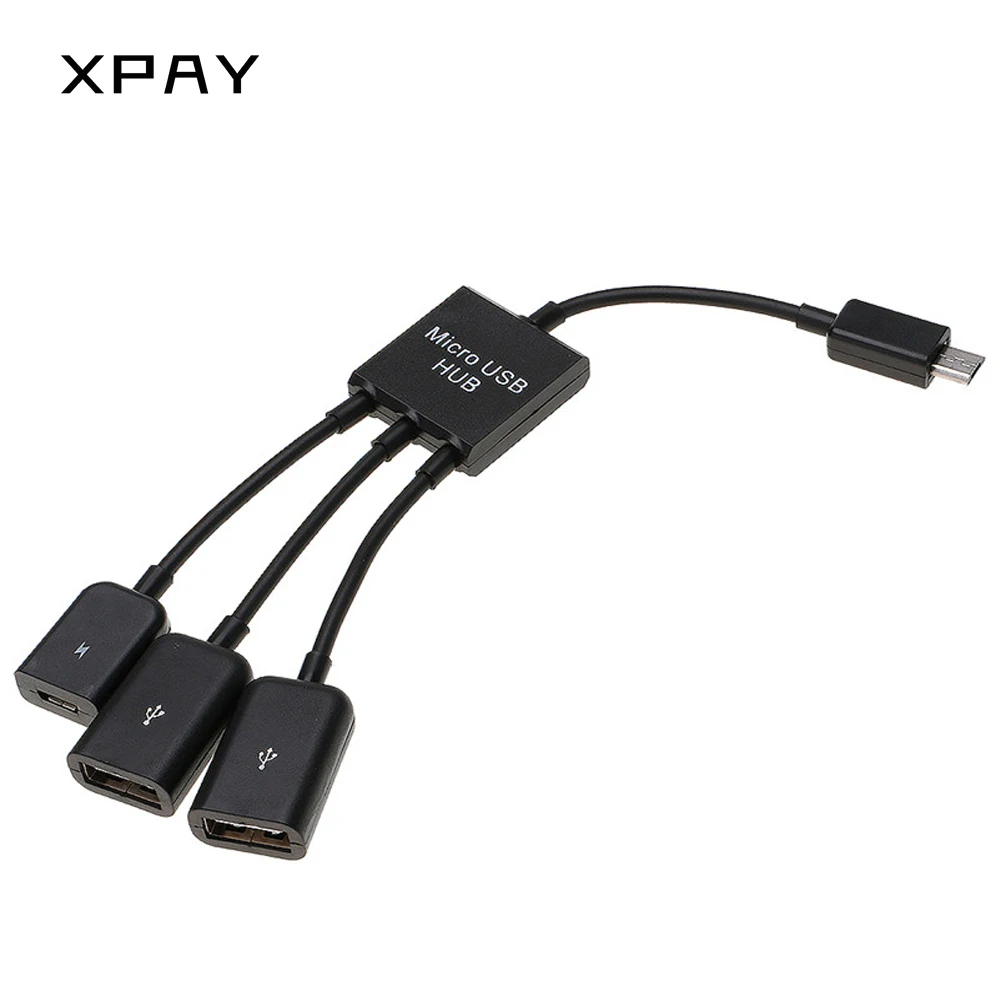 Xpay 3 in1 Многофункциональный двойной микро usb OTG Hub адаптер кабель мужского и