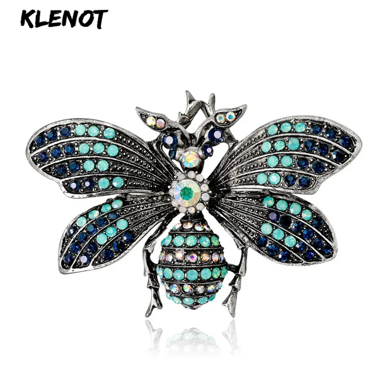 Синие стразы брошь насекомое антикварные серебряные хрустальные шпильки в виде