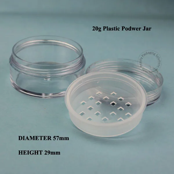 Оптовая продажа 50 шт./лот 20 г Пластиковый PS горшок для пудры 2/3 унции баночка с