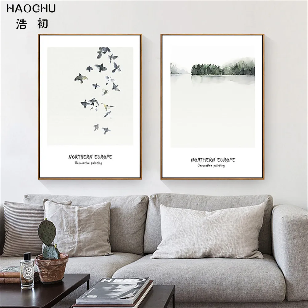 HAOCHU скандинавские растения тропические Пальмовые Листья фрески настенная